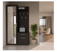 Ensemble d'entrée avec miroir - Duvio - 100 cm - noir