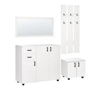 Ensemble d'Entrée Rangement avec Meuble à Chaussures Miroir Porte-Manteau et Cro