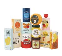 Le Toy Van, Coffret courses du supermarché, 12 aliments bois FSC multicolore, Jeu d'imitation 2+ ans