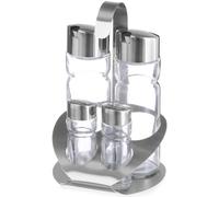 Ensemble d'épices en acier inoxydable, sel, poivre, huile d'olive et vinaigre -