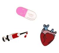 Ensemble d'épinglettes : stéthoscope, cœur, cerveau, dents - Épingles en émail, Klein, Métal non précieux
