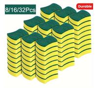Ensemble d'éponges de nettoyage polyvalentes 8/16/32 pièces, tampon à récurer Double face Durable, parfait pour la cuisine et l'usage domestique 16pcs