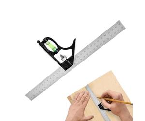 Ensemble d'équerre combinée Règle de charpentier réglable avec niveau à | Équerre de menuiserie 30 cm Pour projet bricolage, pose placards, fabrication meubles, rénovation maison, chantier,