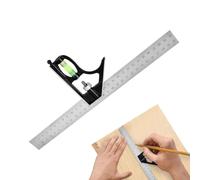 Ensemble d'équerre combinée Règle de menuiserie réglable avec niveau à | Équerre de menuiserie 30 cm Pour projet bricolage, pose placards, fabrication meubles, rénovation maison, chantier,