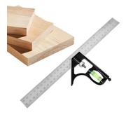 Ensemble d'équerre combinée Règle de mesure réglable avec niveau à bulle | Équerre de menuiserie 30 cm Pour projet bricolage, pose placards, fabrication meubles, rénovation maison, chantier,