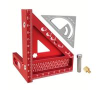 Ensemble d'équerre multifonction pour le travail du bois, outil de mesure précis de marquage haute visibilité pour les amateurs de bricolage, échelle claire, repère les angles en alliage d'aluminium