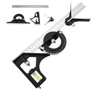 Ensemble d'équerres combinées, équerre combinée pour le travail du bois | Carré de combinaison en métal réglable | Carré d'angle d'ingénierie portable, outil de mesure convivial pour les