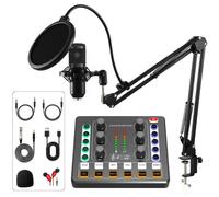 Ensemble D'Équipement De Podcast,Interface Audio,Avec Microphone À Condensateur Bm-800,Table De Mixage Dj,Ensemble De Microphone De Podcast Pour Podcast,Streaming.Black Mic Black.