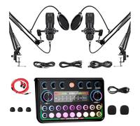 Ensemble d'équipement de podcast, microphone de streaming, kit de démarrage de podcast, condensateur USB, kit de mixage audio avec carte son pour streaming, chant, enregistrement de podcast, convient