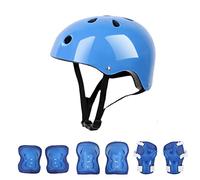 Ensemble d'équipement de pour Casque pour Enfants, Ensemble d'équipement de pour Casque de Patinage pour Enfants Éponge Douce épaissie Coque ABS Mousse EPS Haute densité (Bleu)