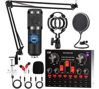 Ensemble d'Équipement Podcast, Interface Audio Tout-en-Un et Microphone à condensateur, Parfait pour l'enregistrement, la Diffusion, la Diffusion en Direct,YouTube, les jeux