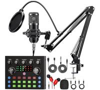 Ensemble d'Équipement Podcast, Modificateur de Voix et Microphone à Condensateur - Ensemble Microphone Podcast pour Gamers, Podcasting, Enregistrement, Chant, Streaming