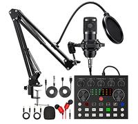 Ensemble d'équipements de podcast, ensemble de microphone de podcast BM800 avec changeur de voix V8s, pack studio d'enregistrement de microphone à condensateur pour podcasting, livestreaming, chanter