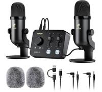 Ensemble D'équipements Micro ASMR,Microphone à Double Condensateur avec Interface Audio,Audio 3D Immersif,Son Clair,Podcast,Noir