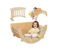 Ensemble d'escalade en bois 3 en 1 - arche, bascule, table - coussin inclus - panneaux bois pin