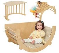 Ensemble d'escalade en bois 3 en 1 - arche, bascule, table - coussin inclus - panneaux bois pin G