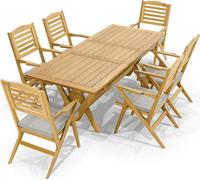 Ensemble design d'extérieur Chaises en bois Table de salle à manger robuste Meubles de jardin nobles