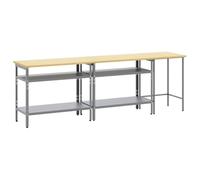Ensemble d'établi 3 pièces en acier revêtu par pulvérisation - Beige et gris - Table de travail avec étagères en métal, rangement d'outils et espace de rangement, idéal pour atelier, garage, salle de