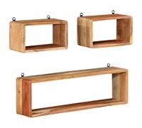 vidaXL Ensemble d'étagères murales cube 3 pcs – Bois d'acacia solide, flottante – Multicolore