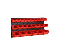 Ensemble d'étagères d'atelier 26 pcs Rouge et noir 77x39 cm PP, boîte de rangement, coffre à outils, boîte à couvertures, boîte à outils