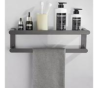 Ensemble d'étagères flottantes pour salle de bain - Étagère de douche multifonction en aluminium - Porte-serviettes en aluminium - Porte-papier et porte-brosse à dents - Solution d'étagère antirouille
