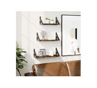 vidaXL Ensemble d'étagères murales 3 pcs chêne fumé bois d'ingénierie 836320 Multicolore G