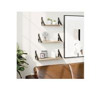 vidaXL Ensemble d'étagères murales 836319 – 3 pièces chêne Sonoma bois d'ingénierie Multicolore G