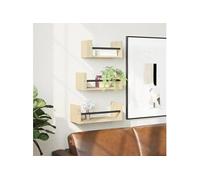 vidaXL Ensemble d'étagères murales 835445 avec barres 3 pcs Chêne Sonoma Beige G