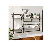 Ensemble d'étagères murales avec barres 4 pcs sonoma gris 836266