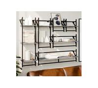 Ensemble d'étagères murales avec barres 6 pcs sonoma gris 836271
