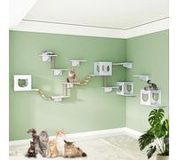 Ensemble d'étagères murales en bois avec griffoir pour chat d'intérieur, parfait pour dormir, jouer et se détendre