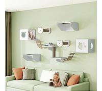 Ensemble d'étagères murales en bois avec griffoir pour chat d'intérieur, parfait pour dormir, jouer et se détendre