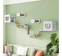 Ensemble d'étagères murales en bois avec griffoir pour chat d'intérieur, parfait pour dormir, jouer et se détendre