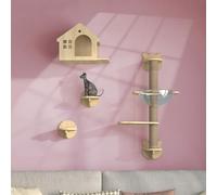 Ensemble d'étagères murales en forme de chat pour l'escalade et l'exercice, élargit l'espace de vie pour jouer et se reposer