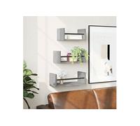 vidaXL Ensemble d'étagères murales 3 pcs – Tablettes suspendues avec rangement, moderne, Sonoma gris
