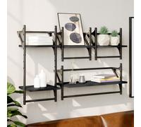 Ensemble d'Étagères Murales et Barres Salon 4 pcs Noir Bois d'Ingénierie vidaXL