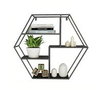 Ensemble d'étagères murales hexagonales en fer forgé de style nordique pour salon, chambre à coucher, salle de bain, décoration noire, supports de rangement simples et élégants