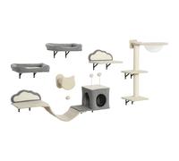 Ensemble d'étagères murales pour chat, 6 pièces, avec hamac en acrylique, niche pour chat, échelle et plateformes de repos, mobilier vertical pour chat, gain de place, pour jouer et se reposer