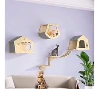 Ensemble d'étagères murales pour chat, perchoirs robustes pour chats d'intérieur, élargit l'espace de vie vertical pour l'escalade et le repos