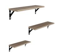 Ensemble d'étagères murales Relaxdays, 3 Tailles : 30/35/40 cm, Design Industriel, étagères Solides, MDF et Fer, Clair.