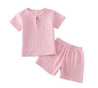 Ensemble d'Été 2026 pour Petites Filles Manches Courtes Sport Deux Pièces Décontracté Jeu Tout-Petits (4-5 Years)