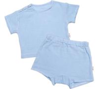 Ensemble d'été en mousseline 2D pour enfants T-shirt + short, bleu, taille 80/86