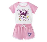 Ensemble d'été pour Filles à Manches Courtes imprimé, T-Shirt Mignon pour Enfants Short, Ensemble décontracté de Sport en Deux pièces,Rose,100cm