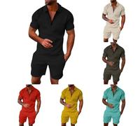 Ensemble d'été pour Homme Polo Décontracté Survêtements Summer Fashion Casual Sweat Suits T-Shirt Pantalon de Sport Cordon Serrage la Taille Survêtement Plage Costume