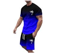 Ensemble d'été pour Homme té Manches Courtes Costume 2 Pièces Men's Polo Shirt and Shorts 2-Piece Set Casual Respirant Tenue de Sport décontractée l'été Hawaï 2025