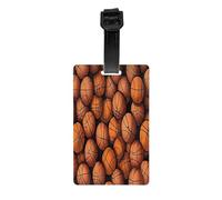 Ensemble d'étiquettes de bagage personnalisées avec sangle pour valises, sacs, kit de golf - Orange - Basketball