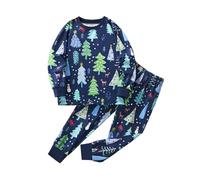 Ensemble Deux pièces à Manches Longues pour Filles, imprimé Cartoon de Noël. Le Motif Festif crée Une atmosphère Joyeuse pour Les Enfants, Parfaite Les réunions de Famille et fêtes Fin d'année.