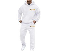 Ensemble Deux pièces Confortable à Capuche et Jogging pour Quotidien et activités de Plein air Style Streetwear signant Un imprimé Poing sans Doublure ni fioritures prêt à Vous accompagner (White, L)