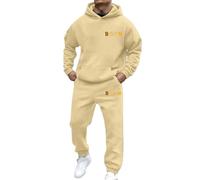 Ensemble Deux pièces Confortable à Capuche et Jogging pour Quotidien et activités de Plein air Style Streetwear signant Un imprimé Poing sans Doublure ni fioritures prêt à Vous accompagner (Beige, L)