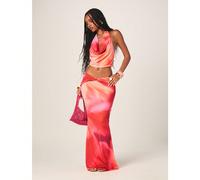 Ensemble deux pièces coordonné composé d'un Top court à col ras-du-cou dégradé et d'une jupe longue, style ombré coucher de soleil avec lien dans le dos, sans manches, tenue d'été L,M,S,XL,XS,XXL,XXS,